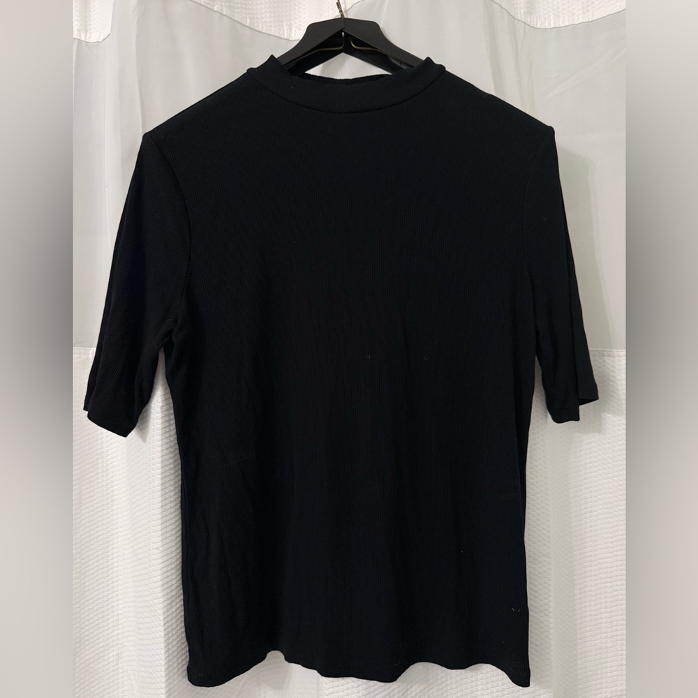 a new day Black Short-Sleeve Ribbed Crew Neck Tee